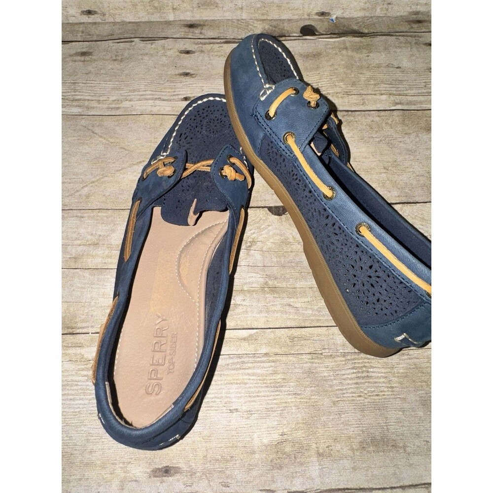 Women Leather Sperry Top Slide Shoes Pretty Blue Color Maybe Worn Once Size 8.5M